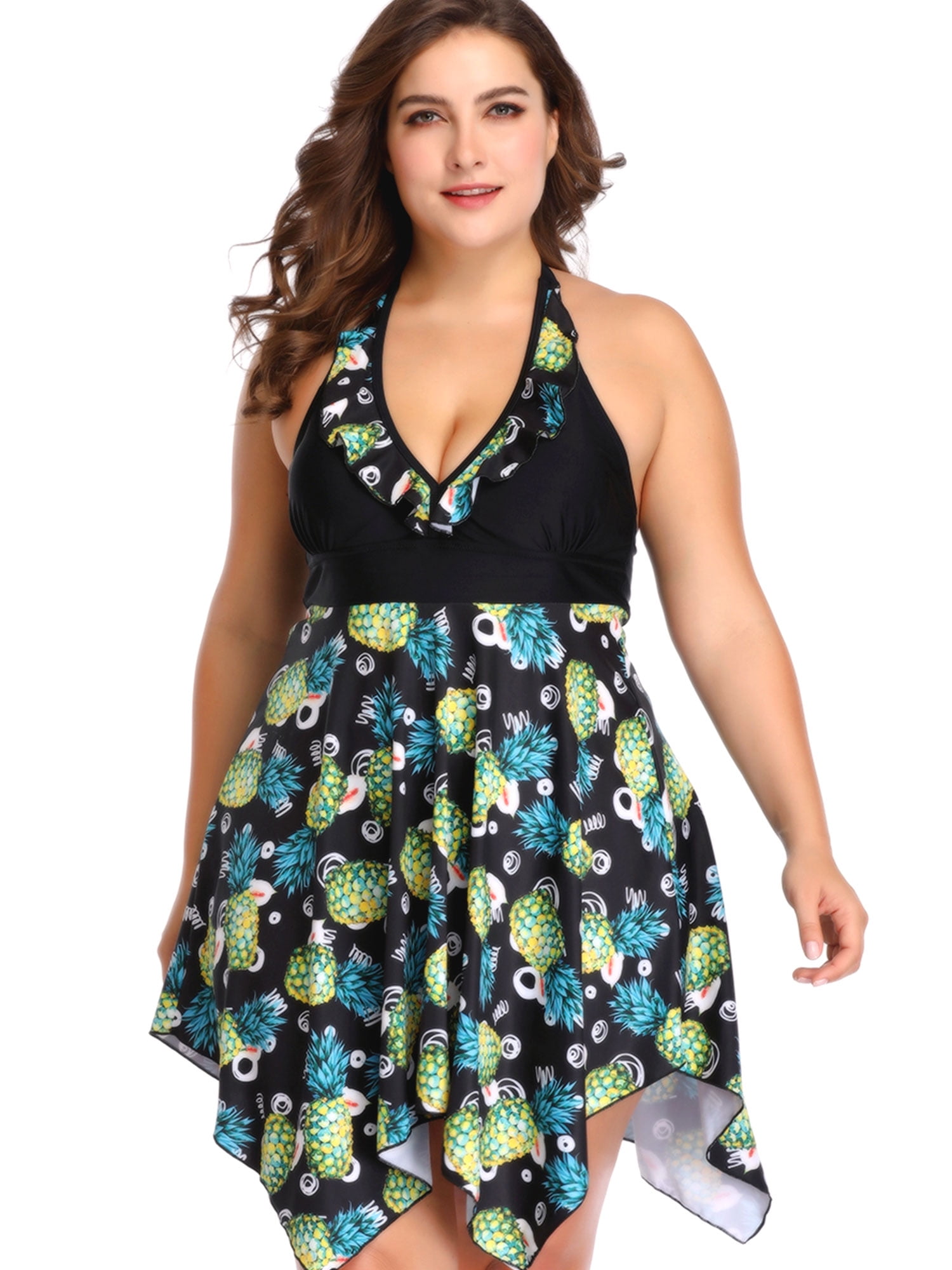 Sexy Dance Women S Plus Size Swimsuit Floral Printed Swimwear Tummy