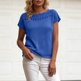 thumbnail image 5 of ClodeEU Women's Crewneck Short Sleeve Top with Cutout ,Casual Solid Color Summer Blouse Blue,Women's Plus L, 5 of 7