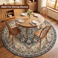 thumbnail image 2 of ICEANT Persian Style Round Area Rug, 6'x6' Round Vintage Anti-Slip Carpet for Living Room Bedroom, Boho Non-Shedding Mat for Balcony Floor, Dark Blue, 2 of 5