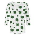 thumbnail image 4 of cfhntfmh Chemise de la Saint-Patrick pour Femmes Grande Taille Blouse Imprimée Manches 3/4 Col Rond Mode 2025, 4 of 5