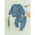 thumbnail image 2 of Cenuakty Baby Boy Fall Outfits Long Sleeve Round Neck Sweatshirt + Pants Set Toddler Warm Clothes, 2 of 9