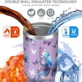thumbnail image 4 of 1pc Butterfly 30oz Tumbler with Straw & Handle - Insulated Stainless Steel Cup | Holiday Gift for Man Women (Christmas, Valentine's, Birthday), 4 of 7