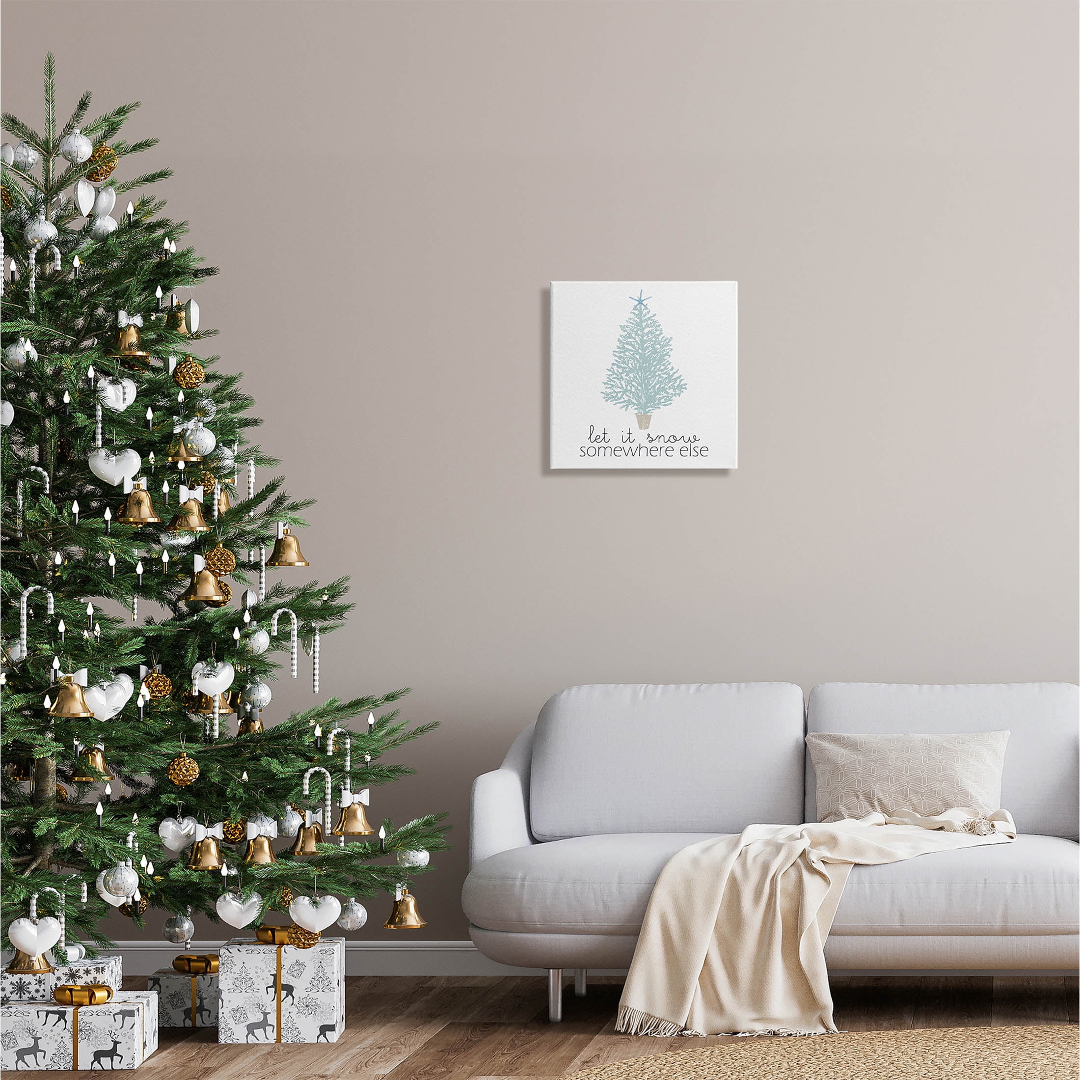 Stupell Industries Snow Somewhere Else Holiday Tree Graphic Art Gallery Wrapped Canvas Print Wall Art, Design by Kim Allen