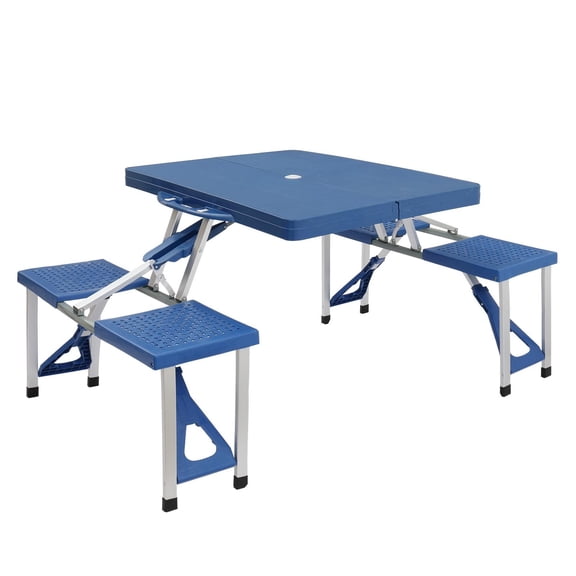 Aluminum & ABS Folding Camping Picnic Table /w 4 Chair Seats Portable Table Set