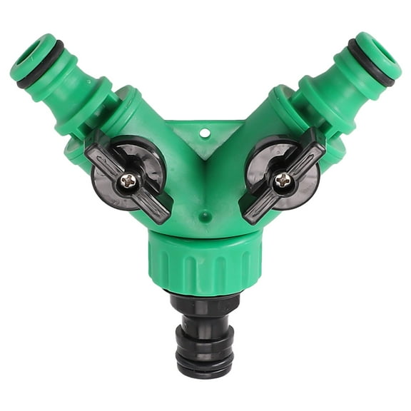 2 Way Garden Hose Splitter Valve Water Pipe Connector Y Shape Adapter with Rubberized Grip for Outdoor Irrigation Gardening Car Washing 3/4 Inch Quick Connect Compatible with Most Taps