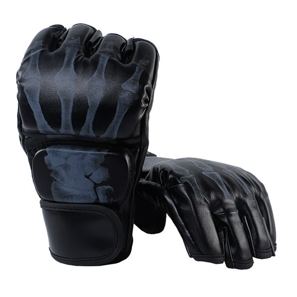 Guantes Para Saco De Boxeo, Guantes De Boxeo Multiusos De Cuero PU Con Medio Dedo, Acolchado De Impacto Reforzado Para Muay Thai