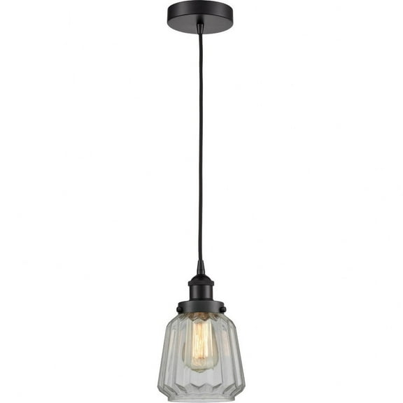616-1PH-BK-G142 Innovations Lighting Chatham - 1 Light Mini Pendant In Art Deco Style-11 Inches Tall and 7 Inches Wide-Matte Black Finish-Clear Glass