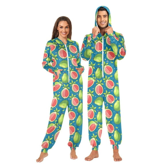 joogoo Blue Guava Fruits Unisex Adults Onesies Pajamas Jumpsuits L