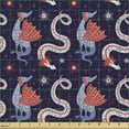 thumbnail image 2 of Ambesonne Fantasy Fabric by the Yard Upholstery, Cartoon Style Dragons Art, 3 Yards, Dark Purple and Pale Ruby, 2 of 5