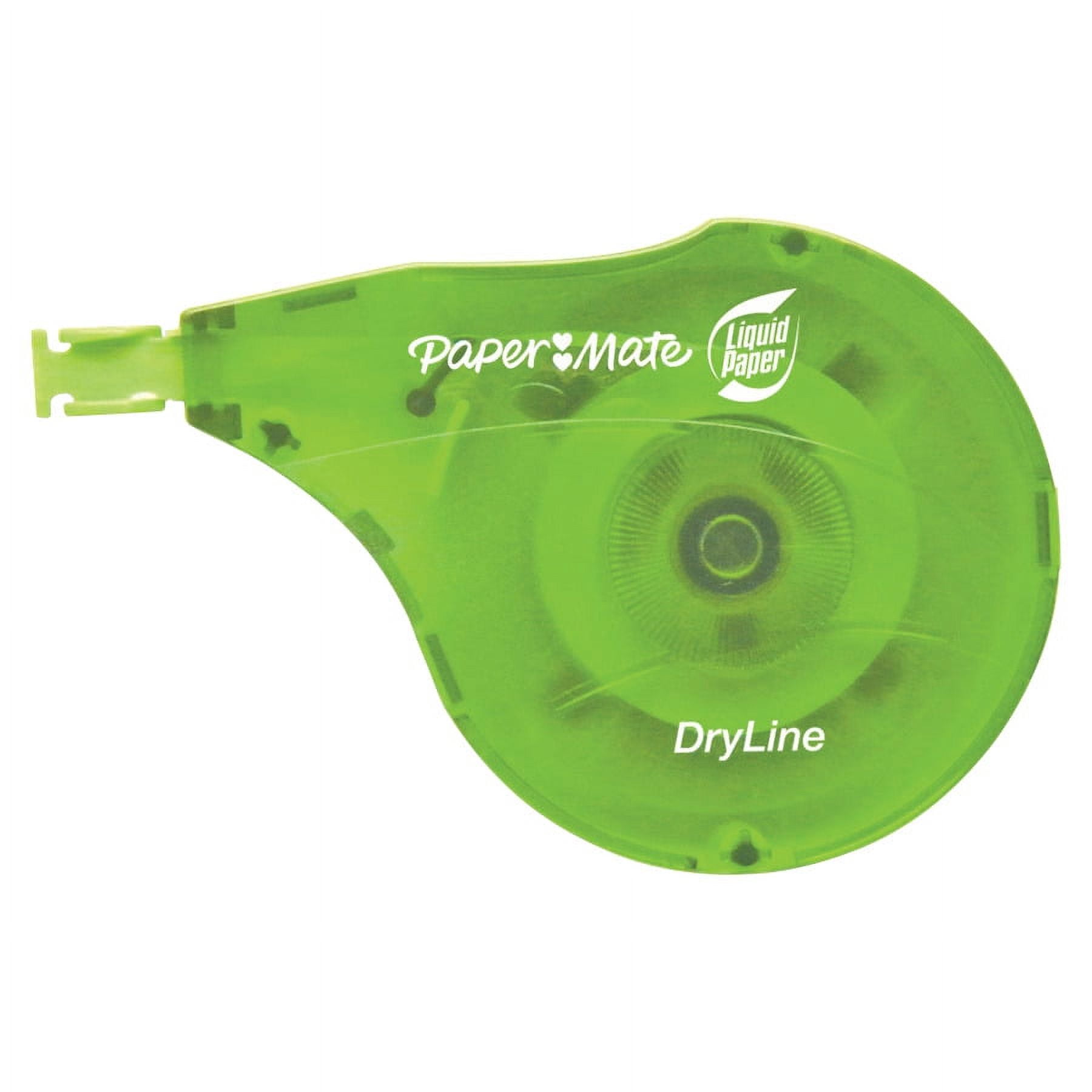 Paper Mate 660415 Liquid Paper DryLine Grip Correction Tape Dispenser,  Blister Pack with 1 unit; Transparent Green Body; 1/5 inches Wide x 27.8  feet