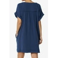 thumbnail image 2 of Robe Mini Babydoll en Gaze de Coton à Manches Courtes Col en V Décontractée pour Femmes, 2 of 7