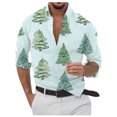 thumbnail image 3 of Camisa informal de manga larga con botones para hombre, con estampado 3D de muñeco de nieve navideño, para exteriores, ropa para hombre, día de Navidad 2024, 3 of 5