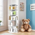 thumbnail image 5 of MIDOQIN Rotating Bookshelf, 5 Tier Rotating Bookshelf Tower, Floor Standing Bookcase Storage Rack, Wooden Small Corner Bookshelf for Small Spaces, Living Room, 5 of 7