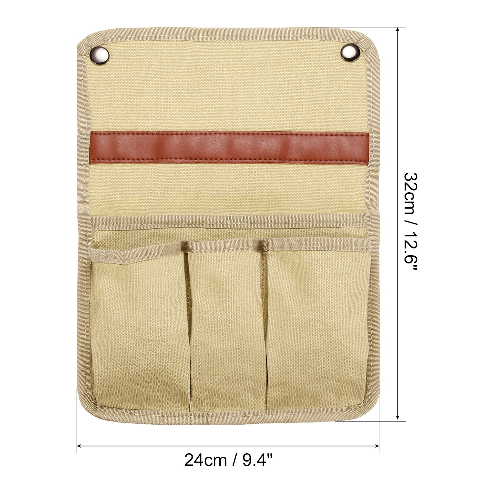Unique Bargains Chair Armrest Organizer Outdoor Folding Chair Arm Rest Side Magazines Bag Beige
