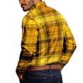 thumbnail image 7 of hotojiny Men's Long-Sleeve Shirt Casual Regular-Fit Plaid Shirt Vintage Button Front Work Casual Collared Top(Yellow,X-Large), 7 of 7