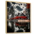 thumbnail image 2 of Designart "Majestic Retreat The Red and Grey Lakehouse II" Cottage Floater Framed Wall Art Print, 2 of 7