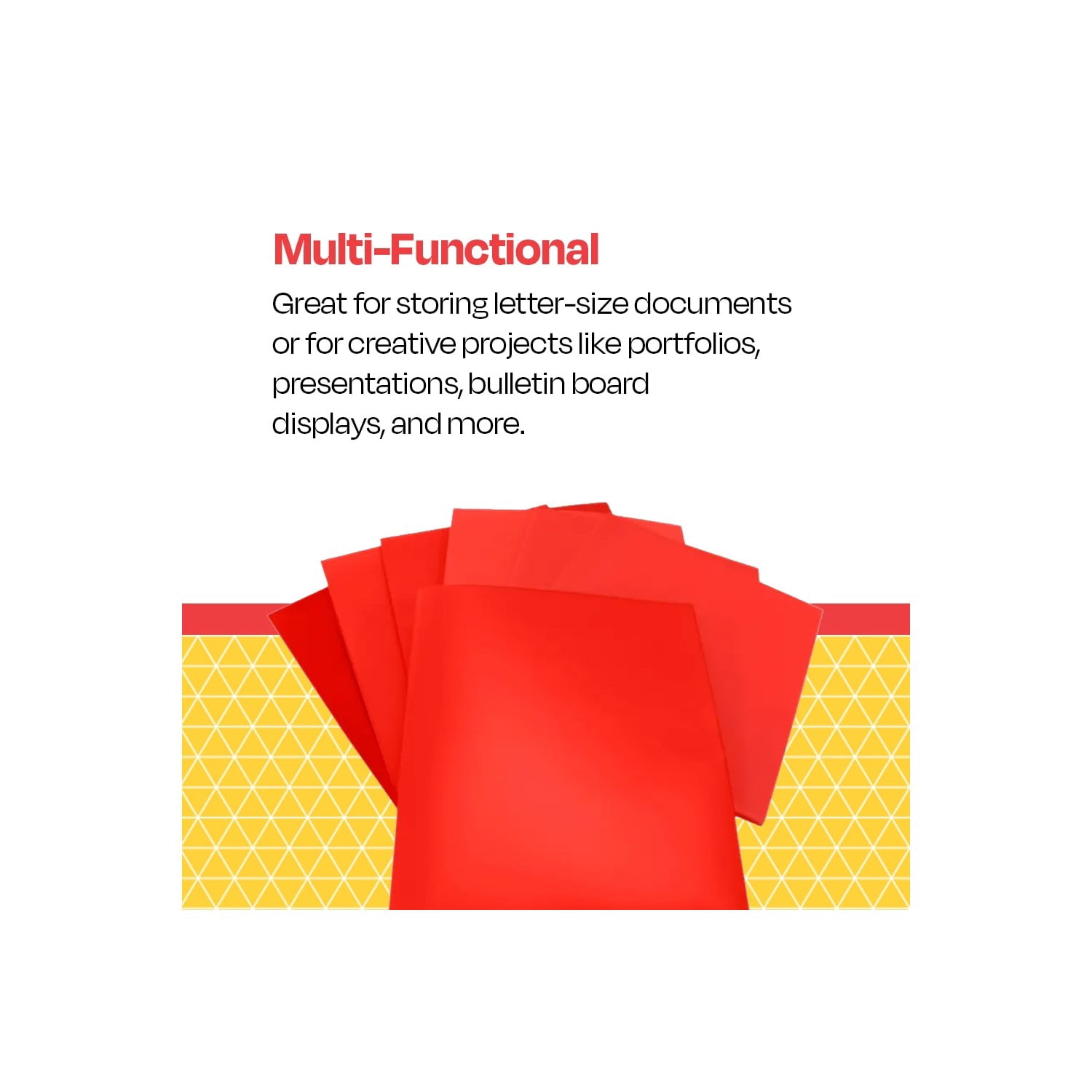 School Smart 2019637 Heavyweight Two-Pocket Poly Folder, Red - Pack of 25