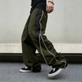 thumbnail image 2 of TOMVIGX Mens Baggy Wide Leg Pants Loose Fit Elastic Waist Drawstring Quick Dry Lounge Trousers with Pockets Streetwear Casual Track Pants, 2 of 4