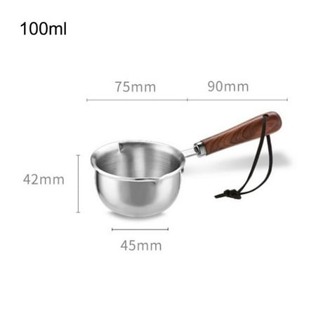 

Ana Stainless Steel Oil Pot Wooden Handle 100 200ml Spilled Mini Soup Milk Pot