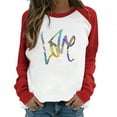 thumbnail image 1 of CEHVOM T-shirt Décontracté à Manches Longues pour Femmes, Col Rond Raglan, Imprimé de la Saint-Valentin, 1 of 3