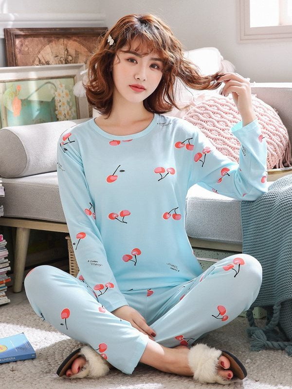 Women Cute Cartoon Pajama Set Casual Comfy Loungewear Sleepwear