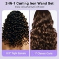 thumbnail image 3 of 2 in 1 Curling Iron Set with 1/2" & 1" Interchangeable Wands | Dual Voltage | Fast Heat Up 30s | Ceramic Coated Hair Curler for Travel, 3 of 7