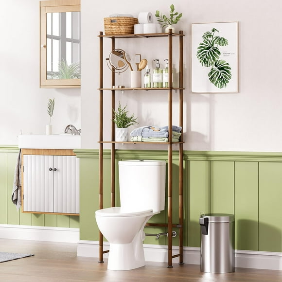 Organizador de baño AmazerBath de bambú, 3 niveles, encima del inodoro, color nogal
