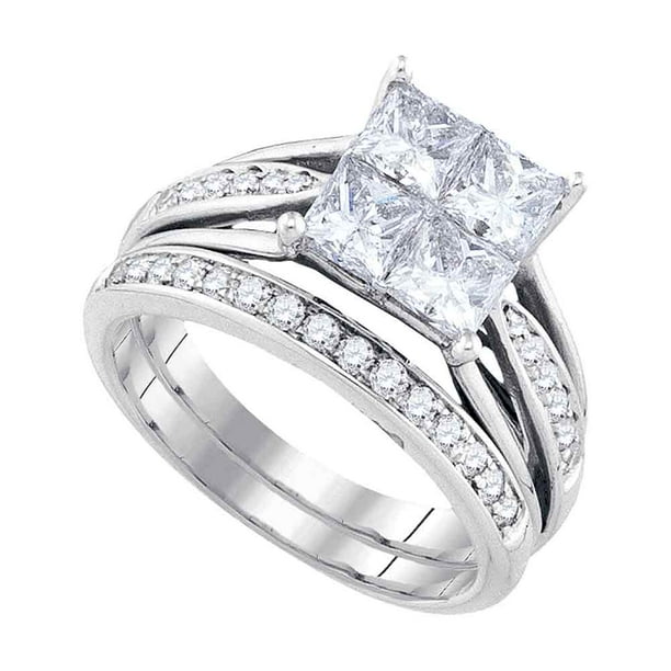 Jewels By Lux 14k Yellow Gold Princess Invisibleset Diamond Womens