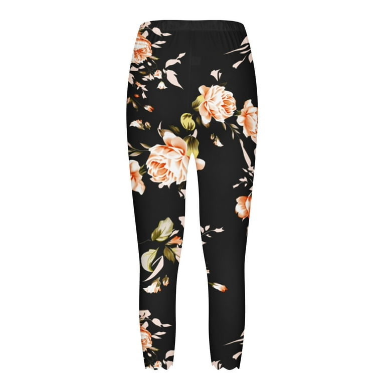 Capri Leggings Knee Length Floral, Dainty Flowers Athleisure Pants