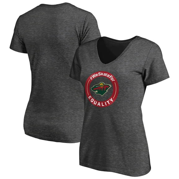 Women's Heather Gray Minnesota Wild #WeSkateFor V-Neck T-Shirt