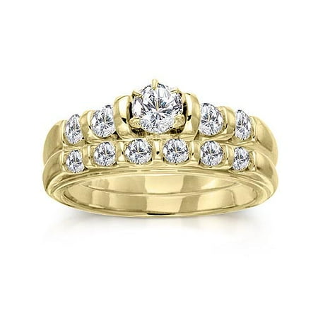1 Carat Diamond 14kt Yellow Gold Bridal Set -- Stargazer