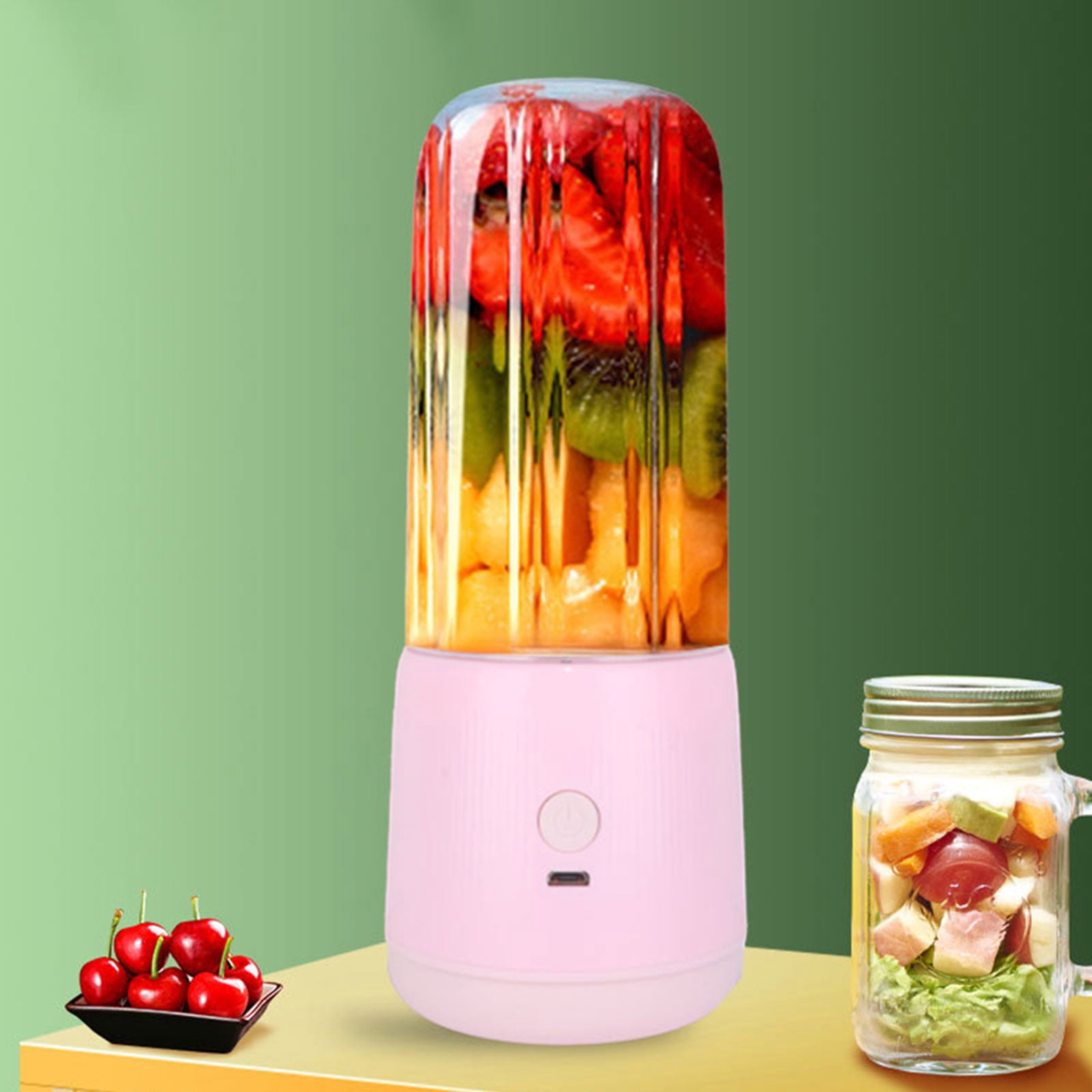 Lunxisen 4 pcs Portable Blender Small Smoothie & Shake Maker, Personal Blender, Rechargeable Mini Mixer with Extra Lid for Travel, Office, Gym