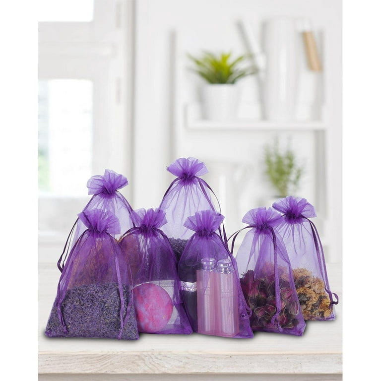  HRX Package 100pcs Little Organza Bags 3 x 4 inch, Purple Mesh  Bags Drawstring Pouches for Jewelry Bracelets Candy Party Favor Small Gift  : Health & Household