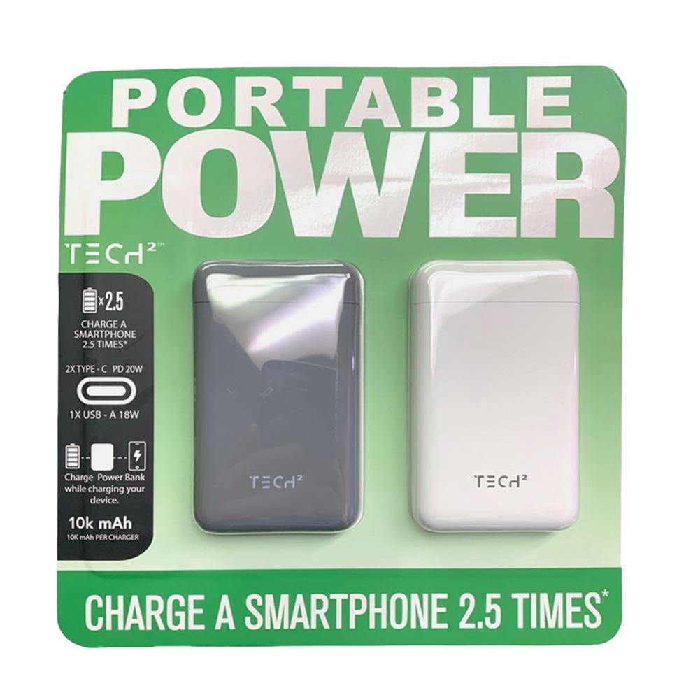 Juice TPB7200QC Tech Squared Nano Juice 10K mAh Portable Charger, w/ Qualcomm Quick Charge Assorted Colors (2pk)