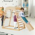thumbnail image 4 of Costway 6-in-1 Wood Jungle Gym Montessori Climbing Play Set with Double-sided Ramp Natural, 4 of 9