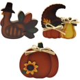 thumbnail image 1 of 3 piezas de letrero de madera de pavo de Acción de Gracias, decoración de interior de calabaza, juego de adornos de mesa de otoño para mesa de comedor, día de cosecha, 1 of 8