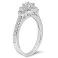 thumbnail image 3 of Dazzlingrock Collection 0.75 Carat (ctw) 14K Princess & Round Diamond 3 Stone Halo Engagement Ring 3/4 CT, White Gold, Size 7, 3 of 4