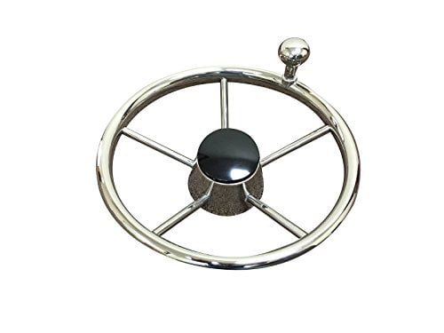 M-ARINE BABY 5-Spoke 11 Inch Destroyer Style Stainless Boat Steering Wheel Big Size Knob 