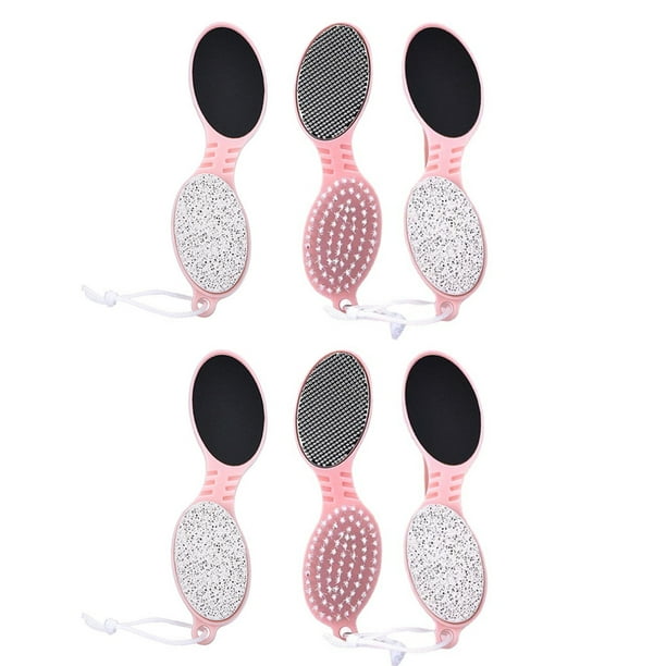 Removedor de callos para lima de pies, herramientas de pedicura 4 en 1 con depurador de pies, piedra pómez, escofina para pies y papel de lija para el cuidado de los piesCantidad rosa: 6 piezas;