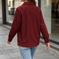 thumbnail image 5 of Ovzne Women's Corduroy Shacket Button Down Jacket Lapel Collar Long Sleeve Coat with Pockets Relaxed Fit Casual Outerwear,Wine Jackets for Women, 5 of 8