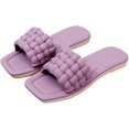 thumbnail image 1 of Summer Slippers, Women Sandals Braided Texture Open Toe Summer Flat Antislip Sliders Slippers for Beach, 1 of 4