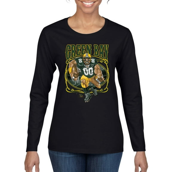 Wild Bobby, Green Bay Fan | GB Fantasy Football ,Sports, Women Graphic Long Sleeve Tee, Black, Small