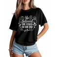 thumbnail image 5 of Women's T-Shirt She Believed She Could So Did Simplle Short Sleeve Casual Tee Classic Crew Neck T Shirt for Women Black, L, 5 of 7