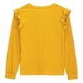 thumbnail image 5 of Staki Toddler Girls Long Sleeve Shirts Girls Long Sleeve T-Shirt Cotton Rib-Knit Tees Toddler Stretch Basic Warm Round Neck Tops 3T,4T,5T,6-10Y,11-12Y(Yellow,3-4 Years), 5 of 5