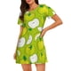 thumbnail image 1 of Balery Green Apple Camisón de manga corta con cuello redondo para mujer, cómodo y elegante., 1 of 6