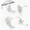 thumbnail image 3 of 4 Pairs Sliver Butterfly Rhinestone Cuff Earrings for Women Pierced Earrings Clip On Earrings Ladies Butterfly Ear Cuffs Rhinestone Silver Wrap Crawler Earrings Non Piercing Platinum, 3 of 7