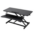 thumbnail image 3 of Height Adjustable Standing Desk Converter, 38” Wide, Stand Up Desk Riser for 2 Monitors, Manual Spring Desktop Raises to 16.9", Fits Two Monitor Screens with Keyboard Tray in Black, 3 of 10