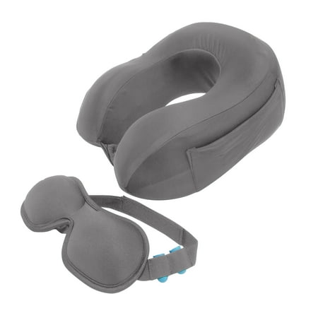 G-Force 3 Piece Travel Neck Pillow Set with Earplugs & Eye Mask, Grey