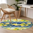 thumbnail image 4 of Watercolor Lemon Botanical Round Area Rug 3Ft Washable Small Circle Rugs for Kitchen Entryway, Summer Navy Blue Yellow Plaid Non-Slip Carpet Floor Mats Indoor Outdoor Carpet Runner Home Decor, 4 of 8