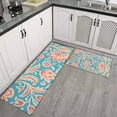 thumbnail image 2 of Blue and Pink Pioneer Flower Kitchen Rugs Sets Of 2,Anti Fatigue Kitchen Mat Rugs Non Slip Washable,Decorative Kitchen Floor Mats for Kitchen,Sink,Laundry,17"x30"+17"x47", 2 of 7